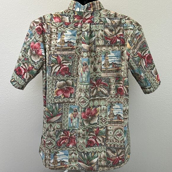 Vintage 90s Reyn Spooner Mele Kalikimaka Hawaiian Camp Shirt Beige XL X-Large - Picture 3 of 6